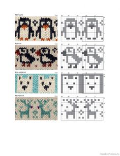 four cross stitch patterns, one with cats and the other with dogs on it's sides