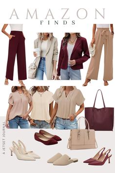 Step up your office chic with these must-have Amazon finds! From deep burgundy pants to casual work outfits, you'll love mixing and matching these stylish pieces. Pair neutral blouses with office outfit staples like slingback heels and ballet flats for a polished look. Whether you're revamping your work wardrobe or seeking a fresh take on teacher style, these affordable trends will keep you looking professional and stylish all season long! Neutral Flats Outfit, Outfit Staples, Office Outfit Ideas, Neutral Blouses, Neutral Flats, Hiking Fits