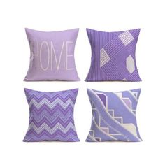 four pillows with the words home on them