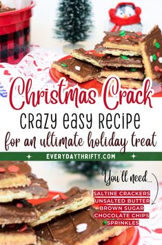 Try this Christmas Crack recipe for the perfect blend of sweet and salty flavors! Made with saltine crackers, butter, brown sugar, and chocolate, this is a quick and budget-friendly Christmas dessert. Perfect for any Christmas party, a fun Christmas snack with kids, or as a thoughtful Christmas food gift. Add holiday sprinkles or candy for an extra festive touch. Christmas Snack, Frugal Christmas, Quick Healthy Snacks, Christmas Desserts Easy, Inexpensive Christmas Gifts, Salty Treats, Holiday Sprinkles, Christmas Sprinkles, Budget Recipes