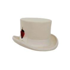 For the dapper gentleman, the Majestic Men's Top Hat is a timeless classic that lends an air of sophistication and refinement. Crafted from sumptuous wool, this top hat exudes luxury, available in black and white carriage hat band and delicate ribbon and feather accents. Its exquisite craftsmanship will make you look and feel like a true gentleman. This sweatband is sewn in but don't sweat it. It comes with Free size adjustment pads to size it down. A $10 dollar value. Classic White Hat Bands For Formal Events, Classic High Crown Wool Hat, Formal Wool Hat Bands For Winter, Classic Wool High Crown Hat, White Flat Brim Hats For Formal Occasions, Winter Formal Wool Hat Bands, Classic High Crown Felt Hat For Winter, Classic Short Brim Costume Hat For Winter, Classic Short Brim Winter Costume Hat