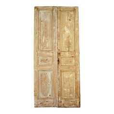 an old wooden door on a white background