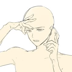 a drawing of a man talking on a cell phone while holding his hand up to his ear