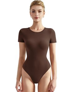 PRICES MAY VARY. Crew Neck Short Sleeve Bodysuit: Short sleeve tops, Crew Neck t shirt bodysuit Buttery Soft Double Lined Bodysuit: 76% Polyamide, 24% Elastane, Fits everybody collection, High-stretch and Breathable, Double layer, Not see through One Piece Thong Bodysuits with 3 Adjustable Hooks: High cut bodysuits for women with thong bottom, Hook and eye closure Occasion: Perfect for going out, holiday, dating, night out, party, home, casual dailywear Size: (Our size chart) XS=US 2, S=US 4, M= Amazon Bodysuit, T Shirt Bodysuit, Bodysuit Short Sleeve, Night Out Party, Bodysuit Shirt, Shirt Bodysuit, Layer Design, Short Sleeve Bodysuit, Basic Tops