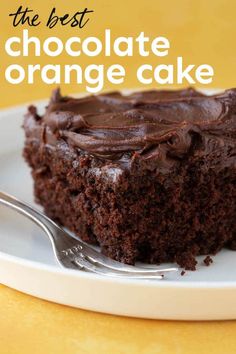 a piece of chocolate cake on a plate with a fork