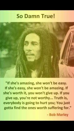 bob marley quote with an image of his face and dreadlocks in the background