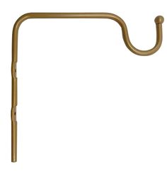 a brass metal hook on a white background