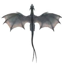 a black dragon with large wings flying through the air