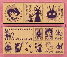 two stamps with cats and rabbits on them