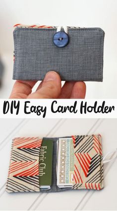 the diy easy card holder is made out of fabric and has buttons on it