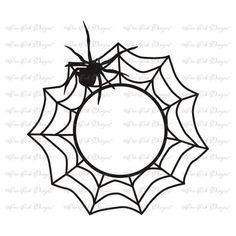 a spider sitting on top of a web in the center of a circle with an empty space for text