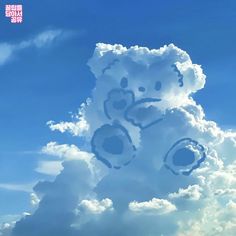 a teddy bear made out of clouds in the sky