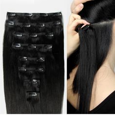 Clip In Hair Extensions Real Human Hair, 136g 8pcs Natural Black Hair Extensions Clip Ins Full And Thick Silk Straight Brazilian Virgin Human Hair Extensions Clip Ins 16 Inch Headband Bun, Natural Black Hair Color, Senegalese Twist Braids, Natural Black Hair, Hair Extensions Clip, Black Hair Extensions, Real Human Hair Extensions, Black Hair Color, Platinum Blonde Hair