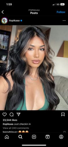 Money Pieces Balayage Dark Hair, Money Piece For Black Hair, Quarter Hair Color, Hair Highlights With Black Hair, Dark Brown Hair With Highlights Around Face, Dark Brown Hair With Money Piece Fall, Light On Top Dark On Bottom Hair, Moneypiece Curly Hair