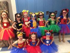 Pic from Goody Goody Tutus Diy Superhero Costume, Birthday Champagne, Wonder Woman Party, Super Hero Shirts, Team Costumes, Winter Onederland Birthday, Tutu Costumes