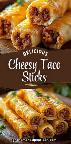 delicious cheesy taco sticks on a cutting board