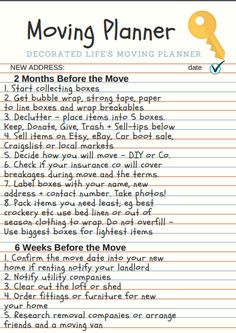 the moving planner with instructions for moving