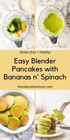 easy blender pancakes with bananas n'spinach for breakfast or brunch