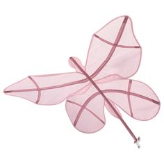 a pink butterfly kite is flying through the air