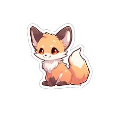 an orange fox sticker sitting on top of a white surface