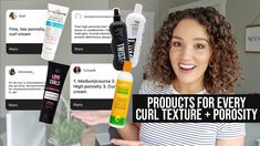 Best Curly Hair Products based on Your Porosity + Texture (fine, medium, coarse) Medium Porosity Hair, Best Curly Hair Products, High Porosity Hair, Beauty Vanity, Curly Hair Products, Curly Hair Videos, Hair Porosity, Tight Curls, Curl Pattern