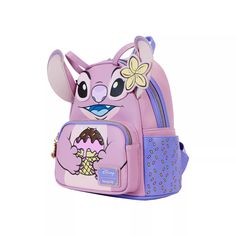 Spencers Gifts, Stitch And Angel, Black Horse, Cool Backpacks, Daily Essentials, Mini Backpack, Lilo And Stitch, Zipper Pocket, Adjustable Straps