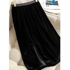 Lasaky - Chic High-Waisted Velvet Silk Midi Skirt with Elegant Slit, Hip-Hugging Design Silk Midi Skirt, Wrap Around Skirt, Floral Short, Body Con Skirt, Floral Print Shorts, Types Of Skirts, Yoga Wear, Olivia Mark, High Waisted Shorts