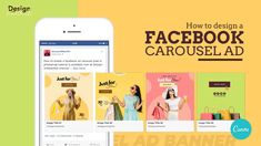 an image of facebook ads with the title how to design a facebook carousel ad on it