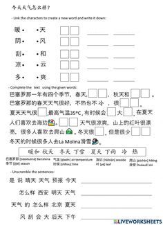 the chinese language worksheet for children to learn with their teacher's work