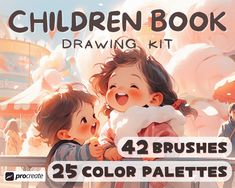 the children book drawing kit includes four brushes and five color palettes