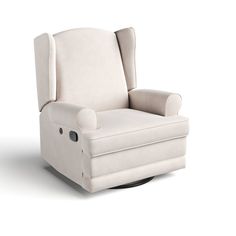 an upholstered reclining chair with foot rest and armrests, on a white background