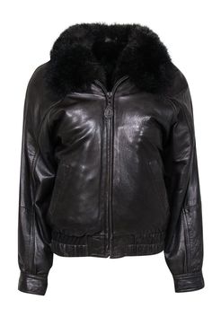 Current Boutique-Andrew Marc - Brown Leather Zip-Up Bomber Coat w/ Removable Fur Vest Sz S Leather Outerwear For Cold Weather, Classic Sheepskin Outerwear For Cold Weather, Classic Sheepskin Leather Jacket For Cold Weather, Classic Leather Jacket With Faux Fur Trim, Classic Solid Leather Jacket For Winter, Classic Fitted Leather Jacket With Faux Fur Lining, Classic Leather Fur Coat With Faux Fur Trim, Classic Leather Coat With Faux Fur Trim, Classic Leather Jacket With Faux Fur Trim For Fall