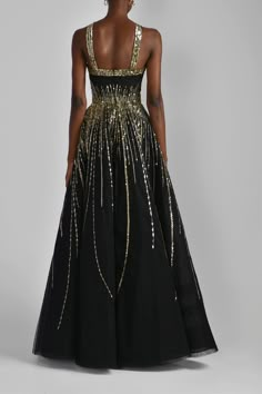 Halter neck gold beaded tulle dress – HERTROVE