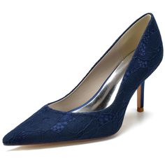 Shop Navy Wedding Lace Heeled Pumps Satin Pointed Toe Stiletto Shoes color Navy for Anniversary, Date, Wedding, Work with worldwide Free shipping & Free return. Bridal Party Shoes, Closed Toe Heel, Wedding Shoes High Heels, Wedding Shoes Pumps, Wedding Shoes Lace, Closed Toe Heels, Heeled Pumps, White Wedding Shoes, Lace Heels