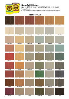 the color chart for some solid stain paint