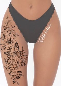 Tattoo - Etsy Tattoo Pierna Mujer, Front Thigh Tattoos, Upper Leg Tattoos, Hip Thigh Tattoos, Muster Tattoos, Hip Tattoos Women, Tattoos Geometric, Tattoos For Black Skin, Leg Tattoos Women