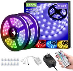 led strip light with remote control, 24ft / 2m rgb color changing