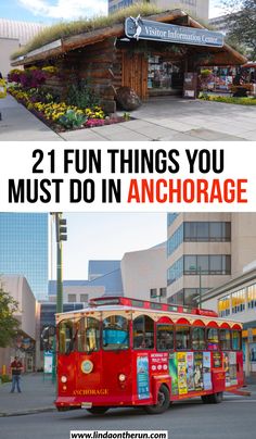 two pictures with the words 21 fun things you must do in anchorage