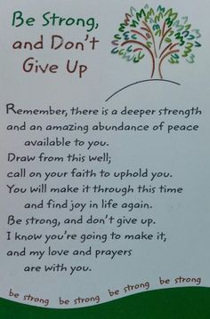 a poem written in the language of be strong and don't give up