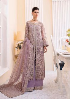 Malangi Fashion Dress try to make sure you have the best experience while selecting and buying your favourite Pakistani and Indian Outfits for any occasion like barat, walima, mehndi, nikkah, dholki, mayu, sangeet, engagement or reception guest party wear in different style dress of salwar kameez, maxi peshwas, gown, saree, lehenga, sharara or ghararara color: Lilac Fabric Details: Organza handmade embroidery Gown front Organza embroidery Gown back Organza embroidery dupatta Silk embroidery pala Pakistani Designer Clothes, Organza Gowns, Pakistani Party Wear, Pakistani Wedding Outfits, Pakistani Salwar Kameez, Chiffon Collection, Luxe Wedding, Party Kleidung, Pakistani Wedding Dresses