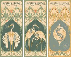 two art nouveau style bookmarks with birds