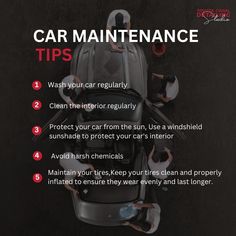 an overhead view of a car with the words car maintenance tips