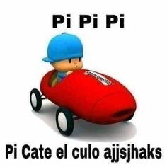 a boy in a red car with the words pipii written on it,