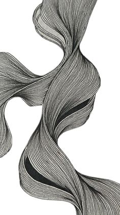 an abstract drawing of wavy lines in black and white