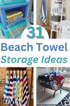 Transform your poolside paradise with 31 innovative beach towel storage solutions! Discover space-saving beach towel storage ideas for small closets! Our tips and tricks will help you optimize your closet space and bathroom organization. Maximize your poolside relaxation with efficient beach towel storage for the pool! Our clever beach towel storage ideas ensure that your towels are always within reach, neatly organized and ready for your next dip. Towel Storage Closet, Organize Pool Towels, Beach Towel Storage Ideas, Life Jacket Storage, Pool Bathroom Ideas, Beach House Storage, Towel Storage Ideas, Pool Towel Storage, Beach Towel Storage