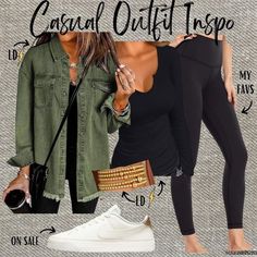 Weekend Sports Mom Outfits Summer, Fall Jeans And Sneakers Outfit, Jeans And Sneakers Outfit Casual, Olive Shirt Outfit, Comfy Mom Outfits, Leggins Outfit, Outfits Leggins, Trendy Outfit Ideas, Fall Outfit Ideas