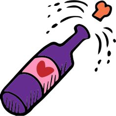 a purple bottle with a heart on the top and sprinkles coming out