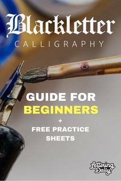 a close up of a paintbrush with the words guide for beginners and free practice sheets