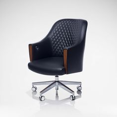 Riviera Quilted Desk Chair | Bespoke Design & Luxury Furniture | LINLEY Furniture Interior Design, Classic Office, Furniture Luxury, Leather Office, Luxury Loft, Chair Height, Leather Office Chair, Black Furniture, Black Desk