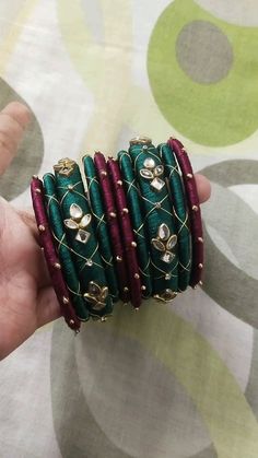 Fancy Bangles, Silk Thread Bangles Design, Thread Bangles Design, Silk Thread Bangles, Bangles Set, Bangles Design, Thread Bangles, Blouse Work, Handmade Bangles